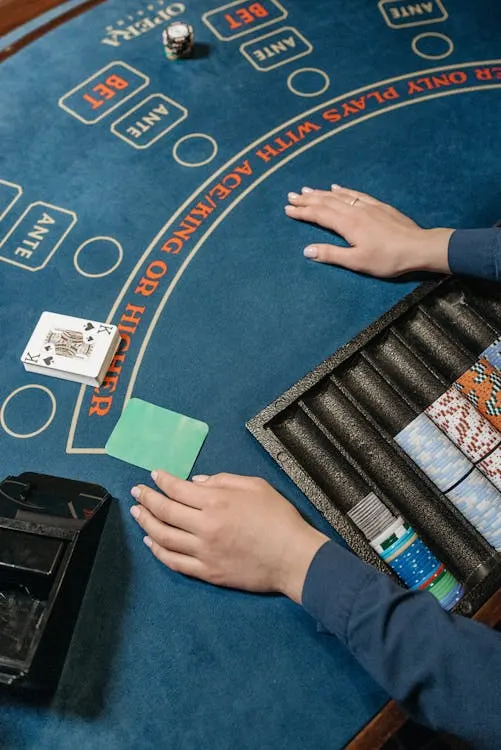 Baccarat cards on casino table
